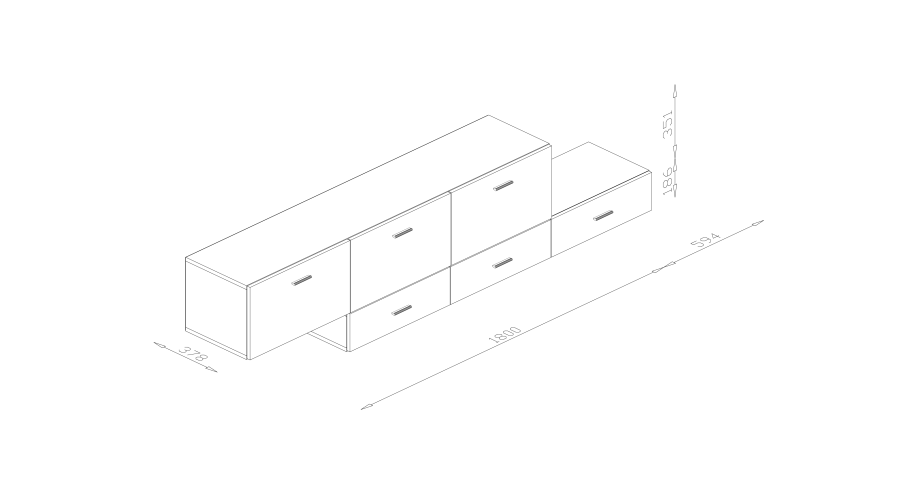 Freestanding or wall-mounted modular chest of drawers 180–240 cm, Cashmere Beige / Black Onyx – MULTI SMART - Image 6