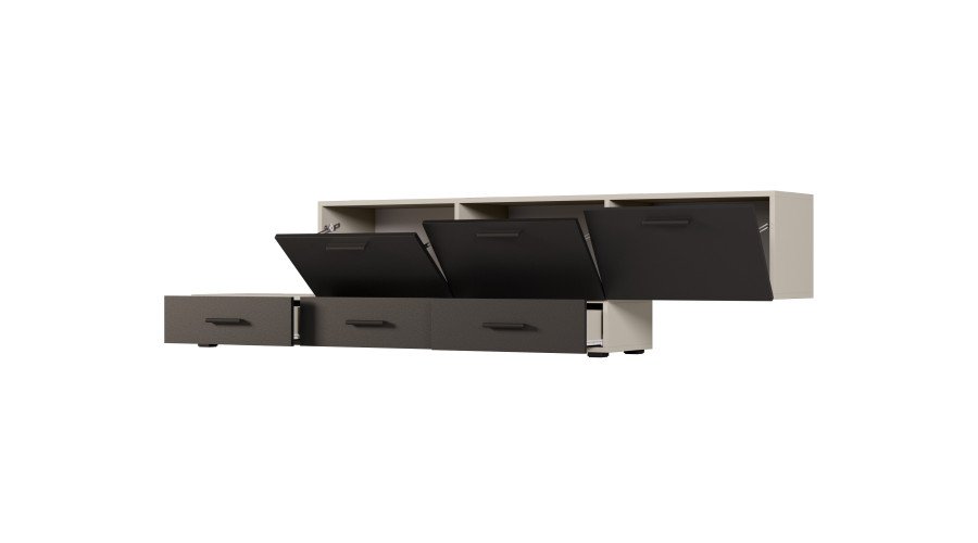 Freestanding or wall-mounted modular chest of drawers 180–240 cm, Cashmere Beige / Black Onyx – MULTI SMART - Image 4