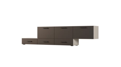 Freestanding or wall-mounted modular chest of drawers 180–240 cm, Cashmere Beige / Black Onyx – MULTI SMART