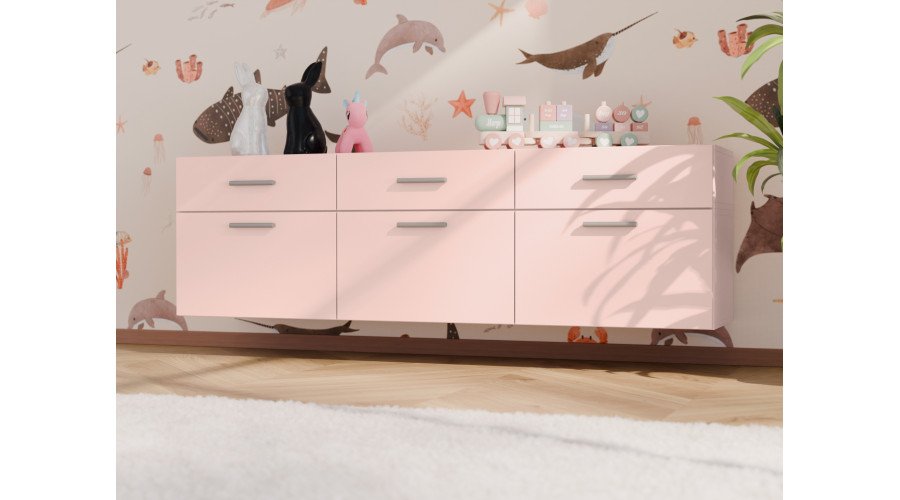 Freestanding or wall-mounted modular chest of drawers 180–240 cm Pink – MULTI SMART - Image 2