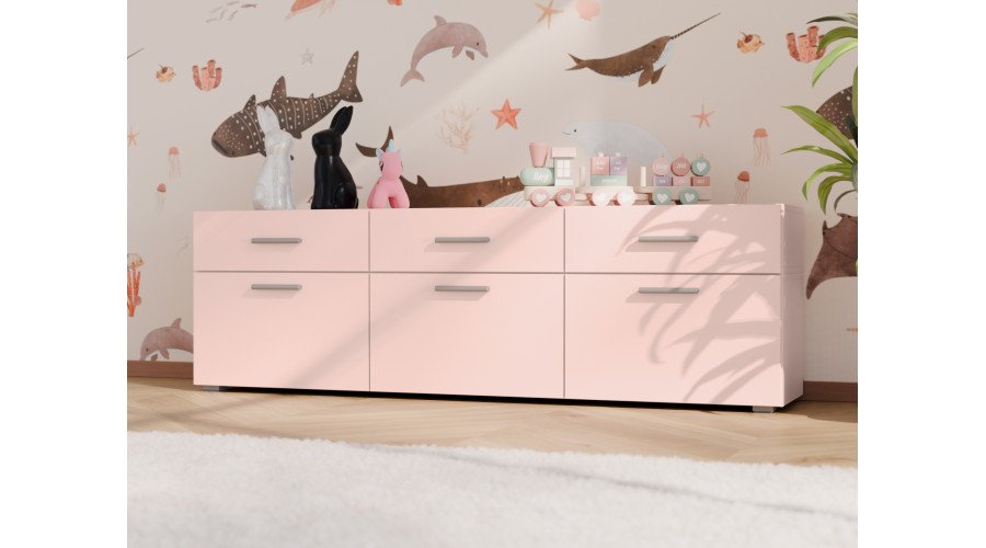 Freestanding or wall-mounted modular chest of drawers 180–240 cm Pink – MULTI SMART - Image 3