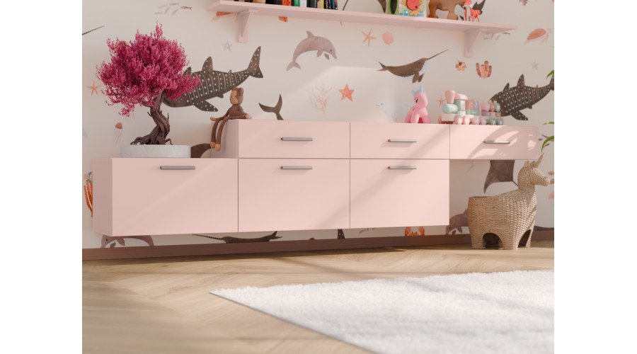 Freestanding or wall-mounted modular chest of drawers 180–240 cm Pink – MULTI SMART - Image 5