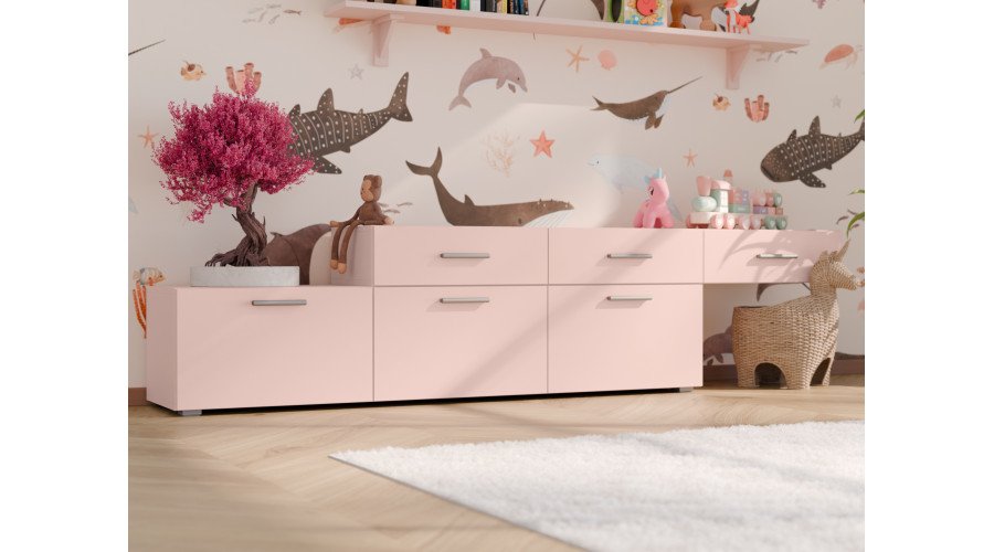 Freestanding or wall-mounted modular chest of drawers 180–240 cm Pink – MULTI SMART - Image 6