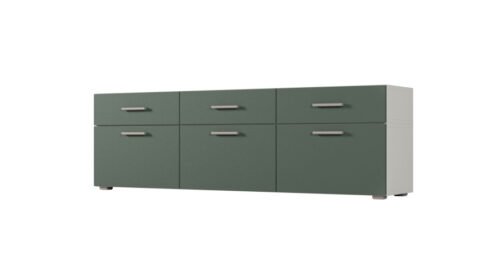 Freestanding or wall-mounted modular chest of drawers 180–240 cm, Light Grey / Bottle Green – MULTI SMART