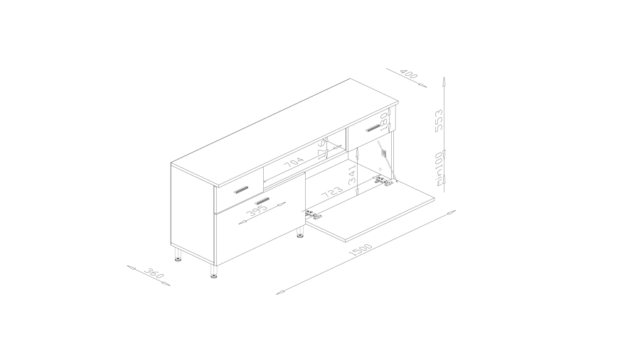 150 cm freestanding TV cabinet - Image 4