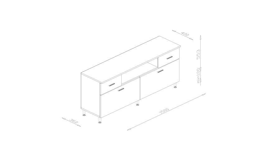 150 cm freestanding TV cabinet - Image 3