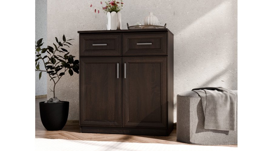 Chest of drawers with doors and drawers 80 cm Sonoma Dark – OPTIMA - Image 2