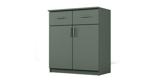 Chest of drawers with doors and drawers, 80 cm, Bottle Green – OPTIMA
