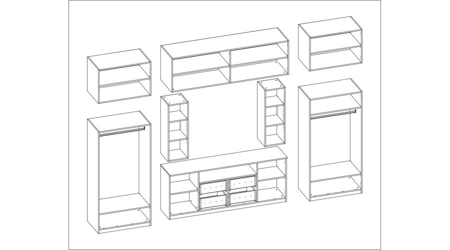 Compact wall cabinet with cabinets, glass display cabinets and TV area 370 × 200 cm Sonoma Ciemna / Sonoma Jasna – NEPTUN - Image 7