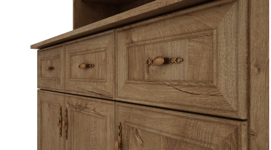 Chest of drawers 120 cm, cabinets, shelves, drawers, glaze, oak, pine, white, Sonoma - Image 3