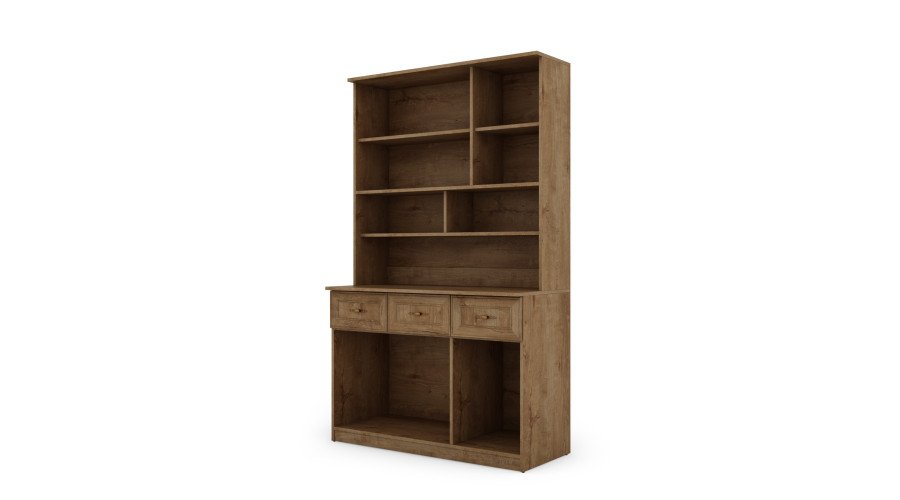 Chest of drawers 120 cm, cabinets, shelves, drawers, glaze, oak, pine, white, Sonoma - Image 5