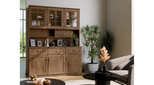 Spacious sideboard 150 cm, cabinets, shelves, drawers, top quality fittings, white, pine, oak, Sonoma
