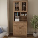 Multifunctional sideboard 80 cm, drawers, cabinets, shelves, white, oak, pine, Sonoma