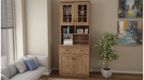 Multifunctional sideboard 80 cm, drawers, cabinets, shelves, white, oak, pine, Sonoma