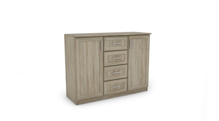 Small chest of drawers with drawers and cabinets, 120 cm, Sonoma Jasna – KINGA