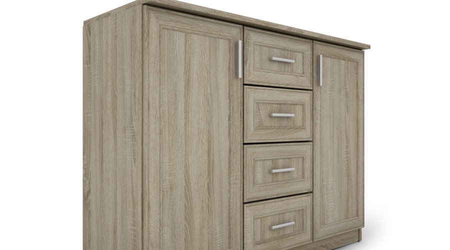 Small chest of drawers with drawers and cabinets, 120 cm, Sonoma Jasna – KINGA - Image 2