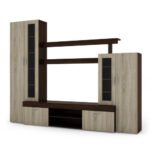 Small wall cabinet with display cabinet and TV stand 266 × 210 cm Sonoma Ciemna / Sonoma Jasna – APOLLO