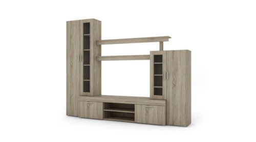 Small wall cabinet with display cabinet and TV stand 266 × 210 cm Sonoma Jasna – APOLLO