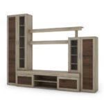 Small wall cabinet with display cabinet and TV space 266 × 210 cm, Sonoma Jasna / Orzech Okapi – APOLLO