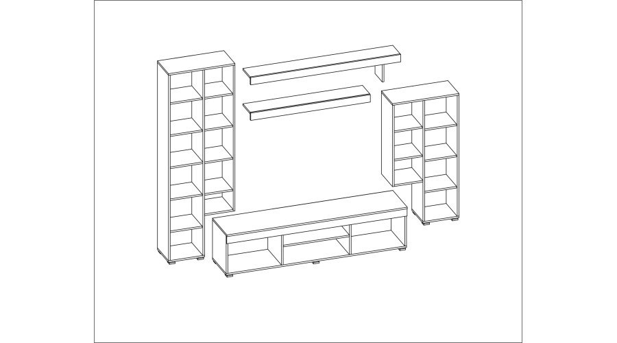 Small wall cabinet with display cabinet and TV space 266 × 210 cm, Sonoma Jasna / Orzech Okapi – APOLLO - Image 6
