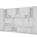 Spacious wall cabinet, 400 cm wide, cabinets, cupboards, TV, shelves, bar, Biel- CYKLON