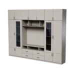 TV cabinet with glass display cabinets, 303 × 240 cm, Cashmere Beige – VERO