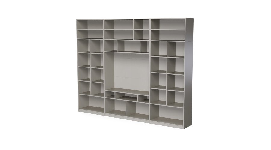 TV cabinet with glass display cabinets, 303 × 240 cm, Cashmere Beige – VERO - Image 3