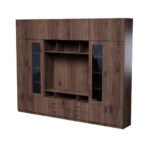 TV wall cabinet with glass display cabinets 303 × 240 cm, Orzech Okapi – VERO