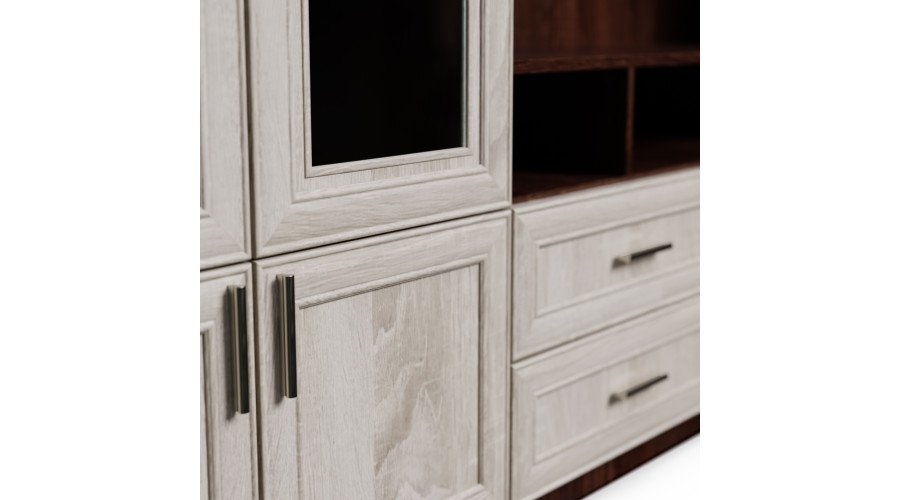 TV cabinet with glass display cabinets 303 × 240 cm Sonoma Ciemna / Sonoma Jasna – VERO - Image 4