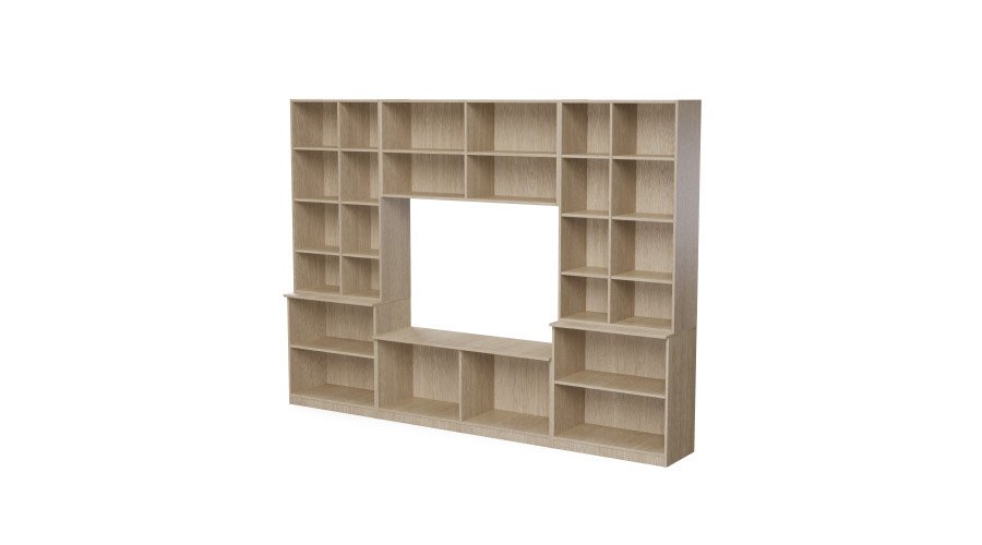 Living room cabinet with TV shelf, cabinets and drawers, 300 × 220 cm, elegant oak – STILO - Image 3