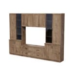 Living room cabinet with TV shelf, cabinets and drawers, 300 × 220 cm, Lefkas oak – STILO