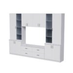 Wall cabinet with TV shelf, cabinets and drawers 300 × 220 cm "Snow White" – STILO
