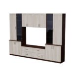 Wall cabinet with TV shelf, cabinets and drawers 300 × 220 cm Sonoma Dark / Sonoma Light – STILO