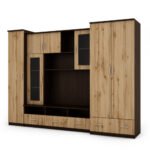Wall cabinet with large wardrobe and column 270 × 200 cm, Sonoma Dark / Wotan Oak – BOSMAN