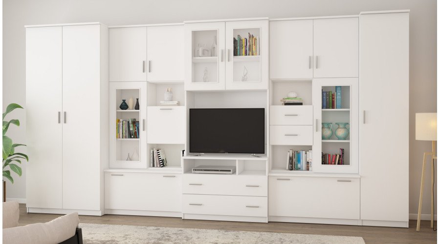 Very spacious TV wall cabinet with wardrobe 405 × 210 cm, Biel – LENA - Image 2