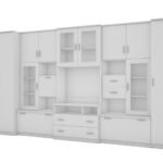 Very spacious TV wall cabinet with wardrobe 405 × 210 cm, Biel – LENA