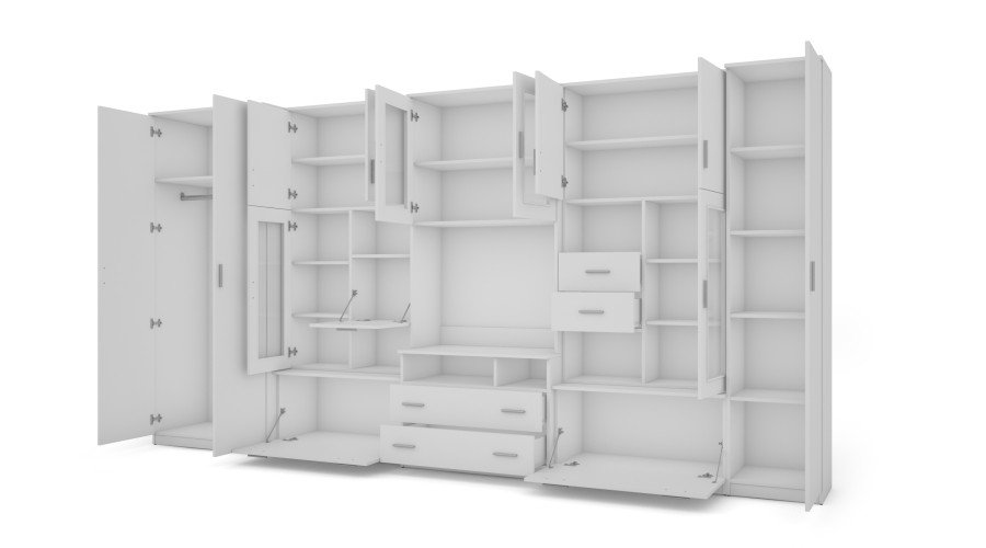 Very spacious TV wall cabinet with wardrobe 405 × 210 cm, Biel – LENA - Image 3