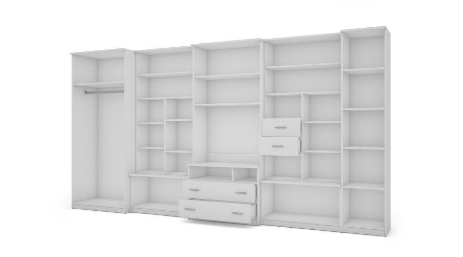 Very spacious TV wall cabinet with wardrobe 405 × 210 cm, Biel – LENA - Image 4