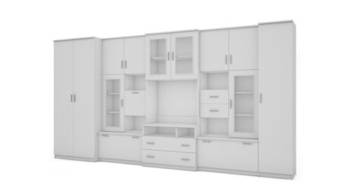 Very spacious TV wall cabinet with wardrobe 405 × 210 cm, Biel – LENA
