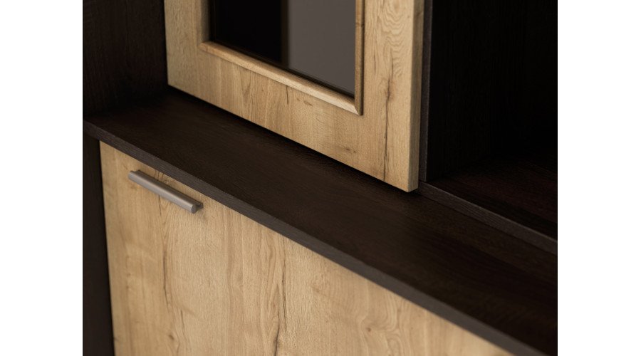 Very spacious TV wall cabinet with wardrobe 405 × 210 cm, Sonoma Dark / Halifax Stain – LENA - Image 4
