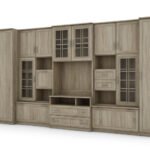 Very spacious TV wall cabinet with wardrobe 405 × 210 cm Sonoma Jasna – LENA
