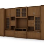 Very spacious TV wall cabinet with wardrobe 405 × 210 cm Wiśnia Porto – LENA