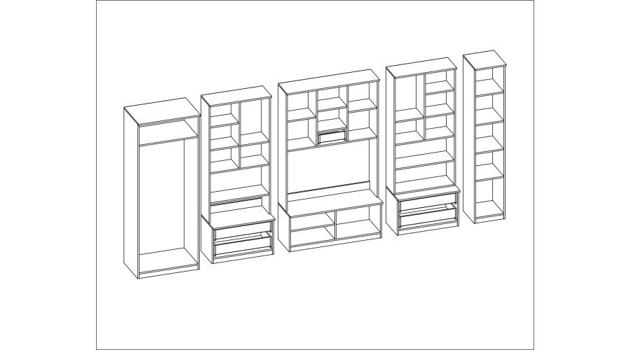 Wall cabinet with bar and wardrobe, TV 400 × 210 cm, Sonoma Ciemna / Casella stain – CYKLON - Image 7