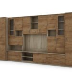 Wall cabinet with bar and wardrobe, TV 400 × 210 cm, Sonoma Jasna / Dąb Lefkas – CYKLON