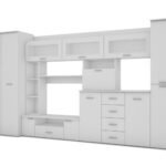 Wall cabinet with chest of drawers, rods and wardrobe, 360 × 200 cm, Biel – KENA