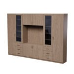 Wall cabinet with TV space, cabinets and display cabinets 320 × 220 cm, Baltic Dune Oak – LIVIO