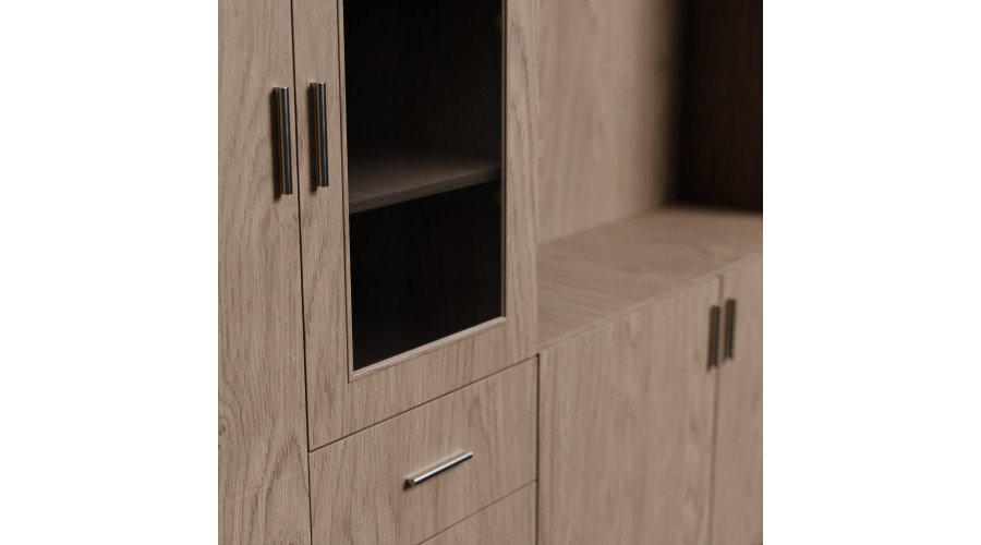 Wall cabinet with TV space, cabinets and display cabinets 320 × 220 cm, Baltic Dune Oak – LIVIO - Image 4