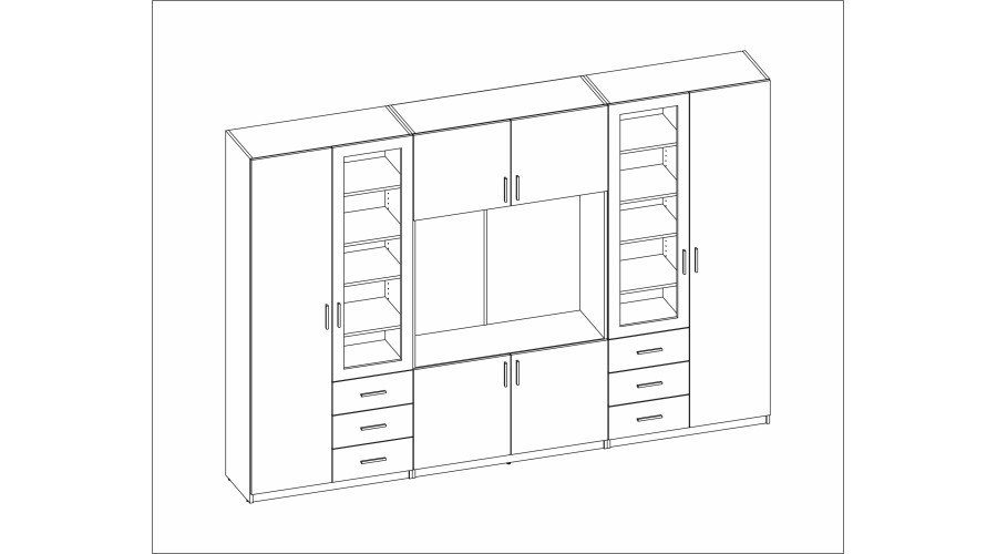Wall cabinet with TV space, cabinets and display cabinets 320 × 220 cm, Baltic Dune Oak – LIVIO - Image 5