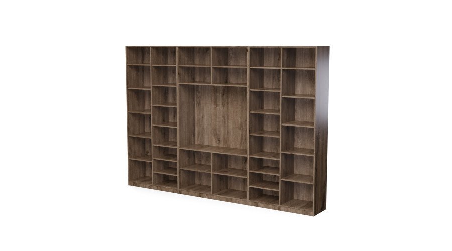 Wall cabinet with TV space, cabinets and display cabinets 320 × 220 cm, Carpenter whiskey oak color - LIVIO - Image 3