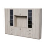 Wall cabinet with TV space, cabinets and display cabinets, 320 × 220 cm, light Sonoma oak – LIVIO